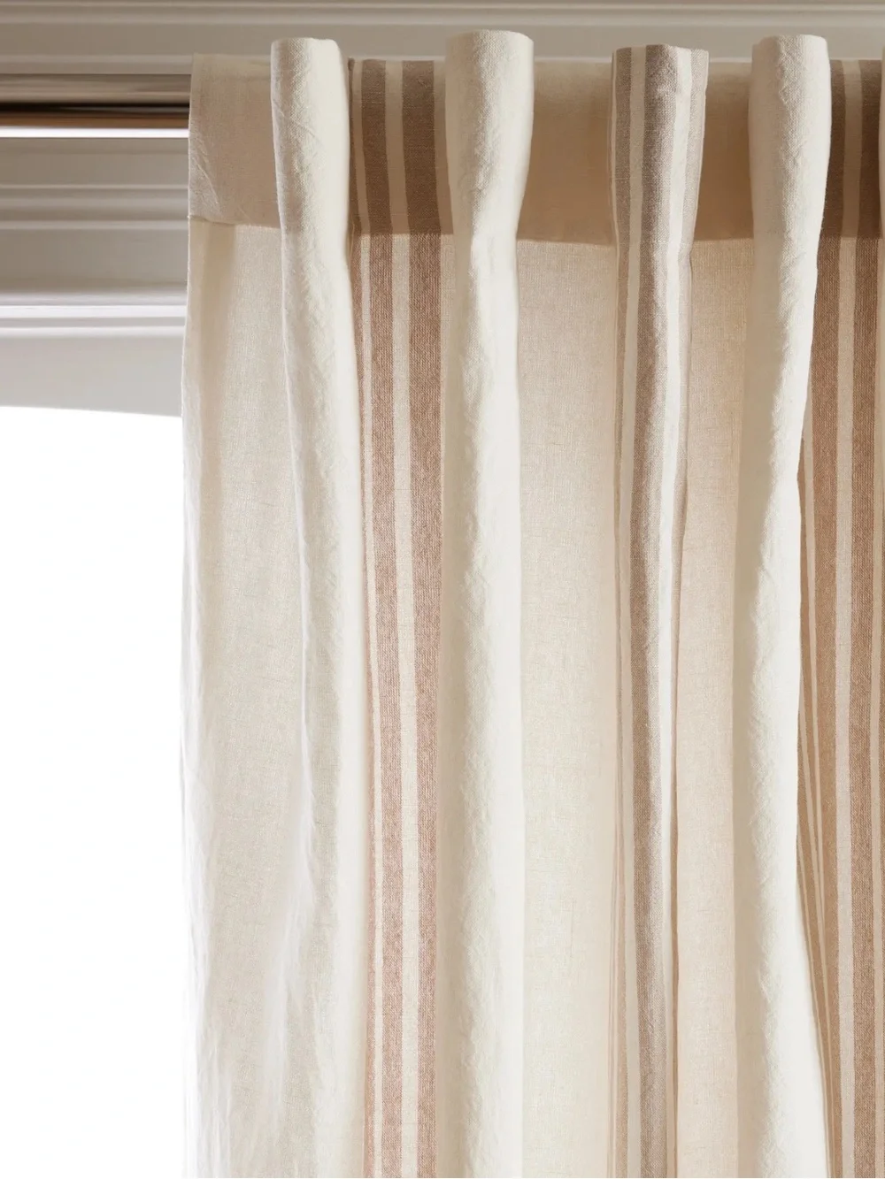 NWT QUINCE Set Of 2 48x84 Coastal Stripe Linen Cotton Curtains 9323